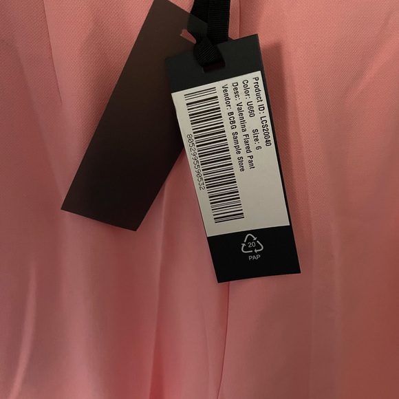 NWT - BCBGMAXAZRIA - VALENTINA FLARED PANT - PINK/SALMON ROSE - SIZE 6 - Picture 5 of 7